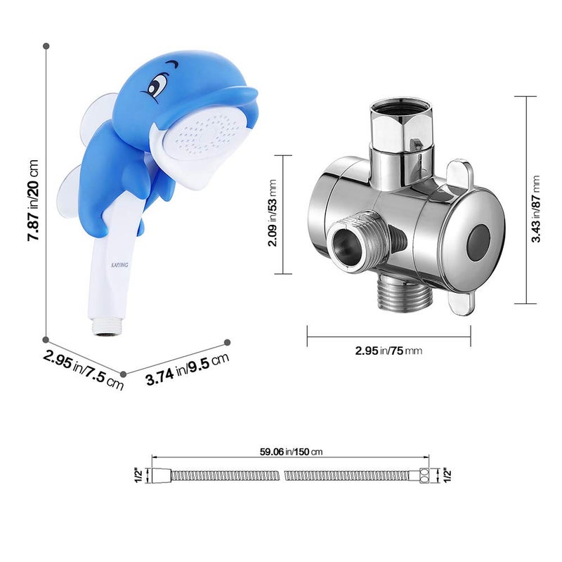 KAIYING Children's Handheld Shower Head,Cartoon Water Flow Spray Shower Head Baby Kids Toddler Bath Bathing Accessories (I :Showerhead(Duckie)+Hose+Diverter) - Image 5